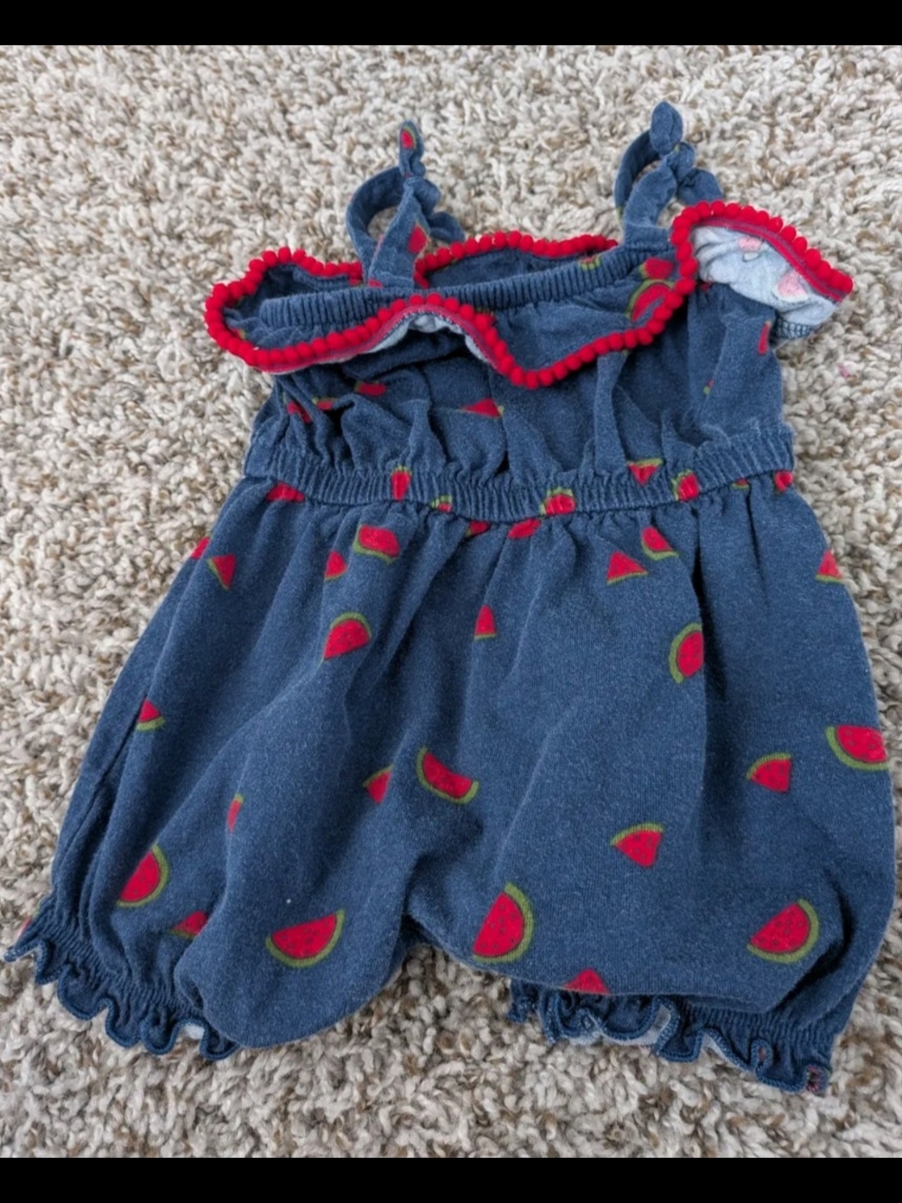 Carter's Navy Watermelon Print Romper with Red Trim